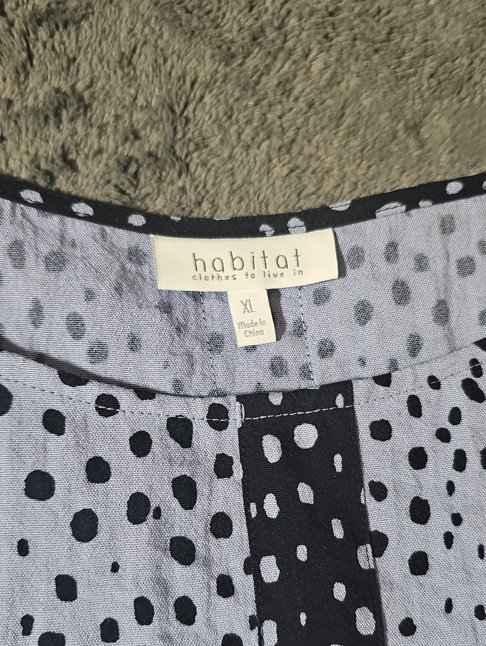 Habitat Slate Blue Black Dot Shift Dress Pockets Size XL NEW - Picture 2 of 10